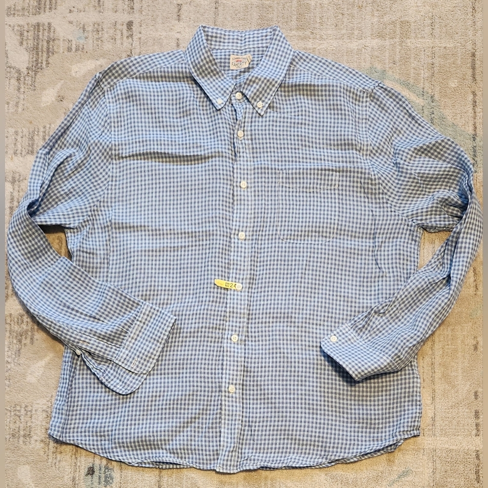 Faherty Line L/S Button Down Shirt. Size XXL. Blue. EUC